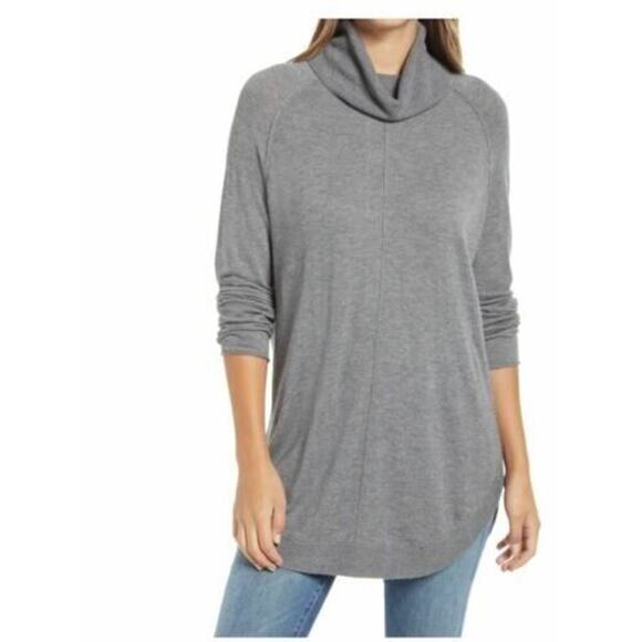 Caslon Women's Turtleneck Tunic Sweater Grey X-Small MSRP $69 - Picture 1 of 5